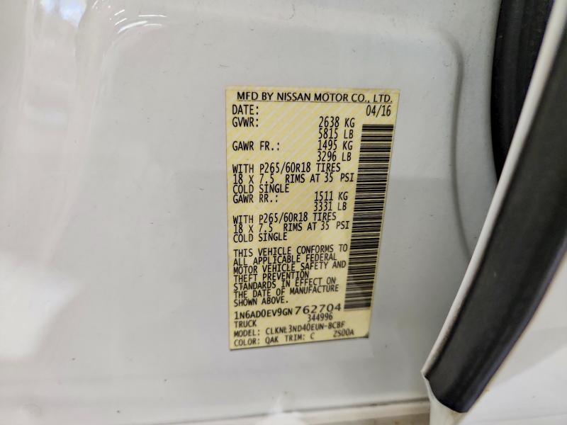 Auction sale of the 2016 Nissan Frontier, vin: 1N6AD0EV9GN762704        , lot number: 69323976