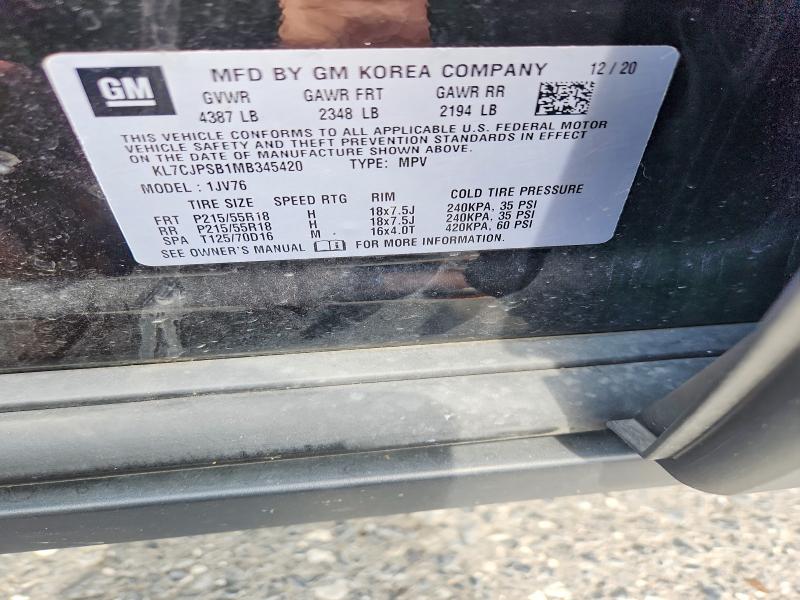 Продажа на аукционе авто 2021 Chevrolet Trax, vin: KL7CJPSB1MB345420, номер лота: 68547076