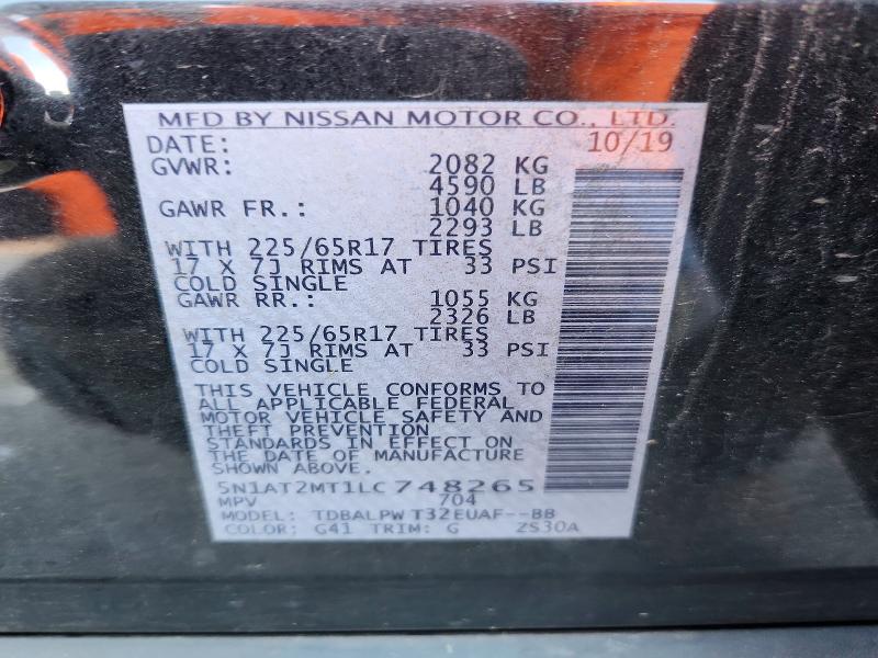 Продаж на аукціоні авто 2020 Nissan Rogue, vin: 5N1AT2MT1LC748265, номер лоту: 67614156