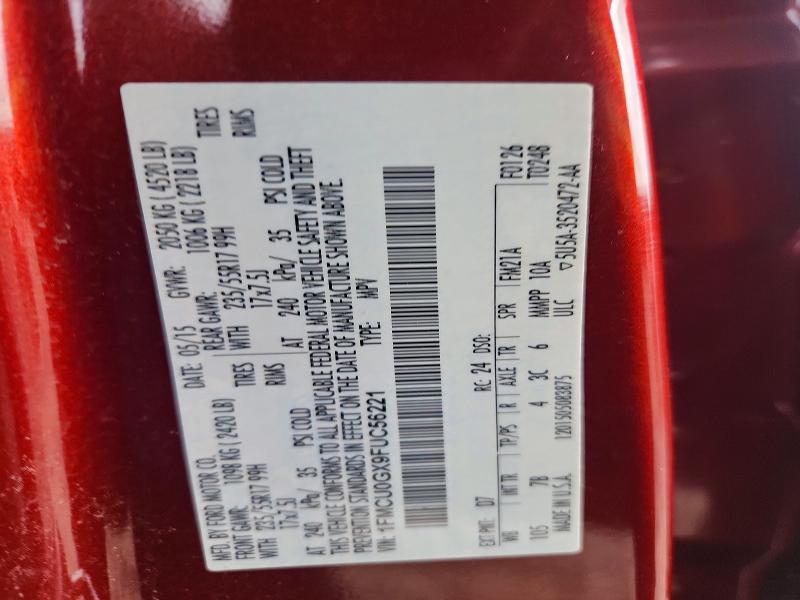 2015 Ford Escape მანქანა იყიდება აუქციონზე, vin: 1FMCU0GX9FUC56221, აუქციონის ნომერი: 70054696