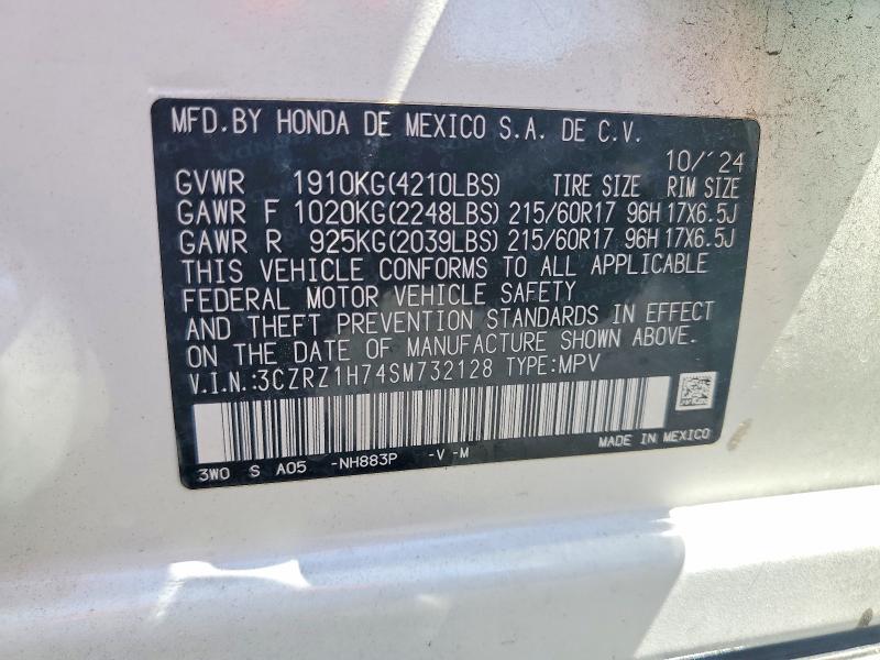 Продаж на аукціоні авто 2025 Honda Hr-v, vin: 3CZRZ1H74SM732128, номер лоту: 67045166