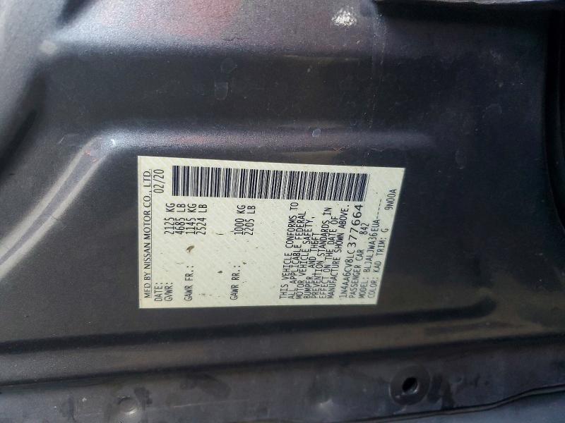 67450276 :رقم المزاد ، 1N4AA6CV8LC377664 vin ، 2020 Nissan Maxima مزاد بيع