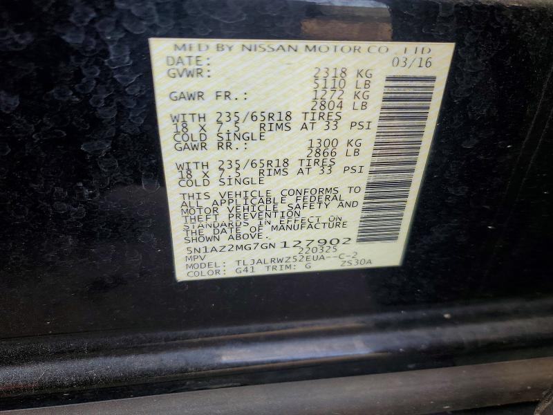 Продаж на аукціоні авто 2016 Nissan Murano, vin: 5N1AZ2MG7GN127902, номер лоту: 67790296