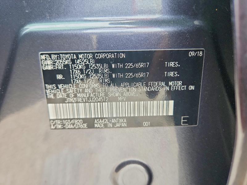 2018 Toyota Rav4 მანქანა იყიდება აუქციონზე, vin: JTMZFREV1JJ204512, აუქციონის ნომერი: 70497186
