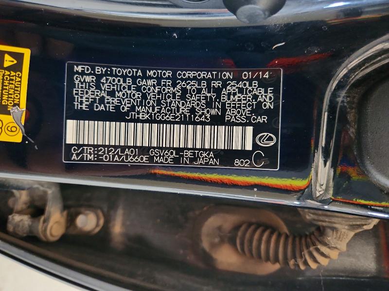 Auction sale of the 2014 Lexus Es, vin: JTHBK1GG6E2111643        , lot number: 69355606