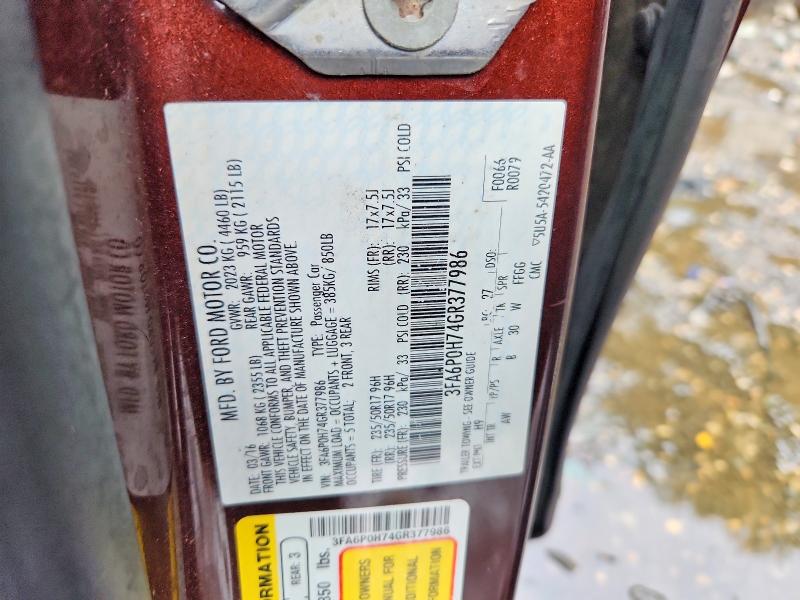 Aukcja sprzedaży 2016 Ford Fusion, vin: 3FA6P0H74GR377986, numer aukcji: 70672286