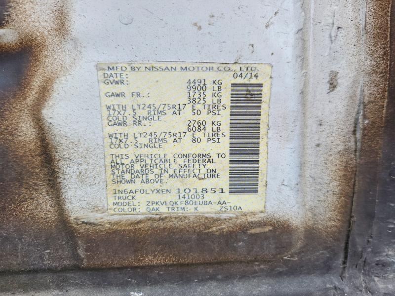 Продаж на аукціоні авто 2014 Nissan Nv, vin: 1N6AF0LYXEN101851, номер лоту: 69883566