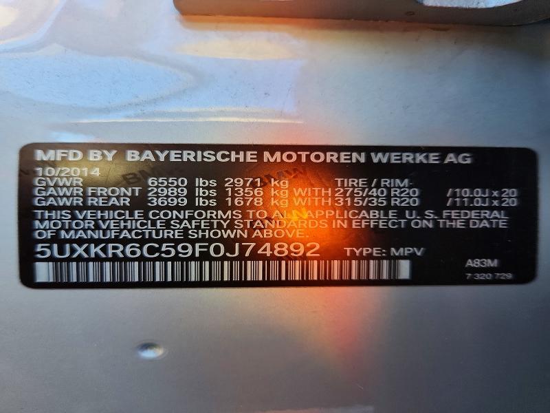 2015 Bmw X5 მანქანა იყიდება აუქციონზე, vin: 5UXKR6C59F0J74892, აუქციონის ნომერი: 70717906