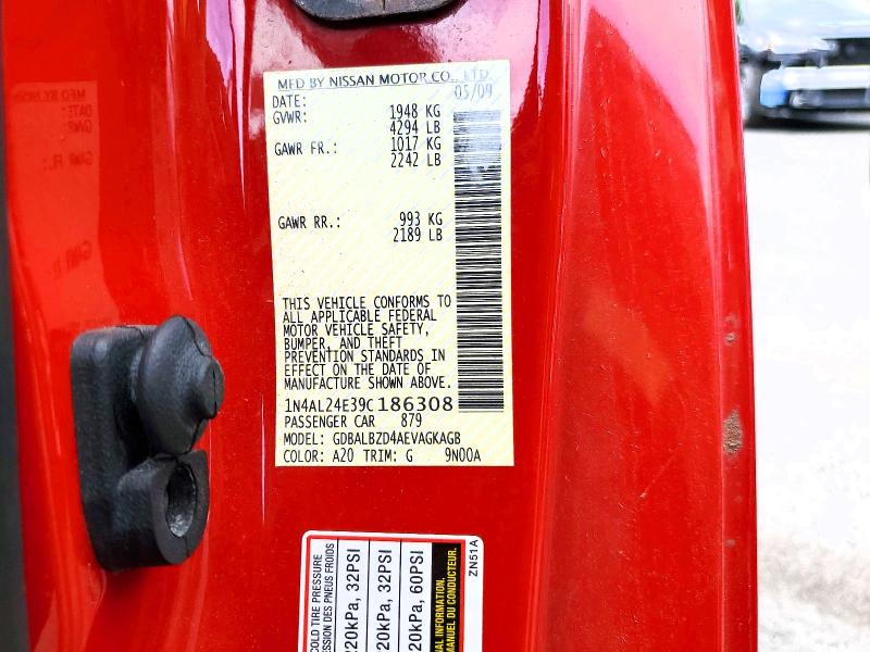 Продаж на аукціоні авто 2009 Nissan Altima, vin: 1N4AL24E39C186308, номер лоту: 58988426