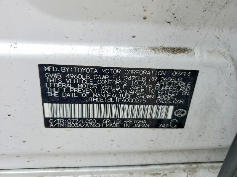 Aukcja sprzedaży 2015 Lexus Gs, vin: JTHCE1BL1FA000215, numer aukcji: 67443166