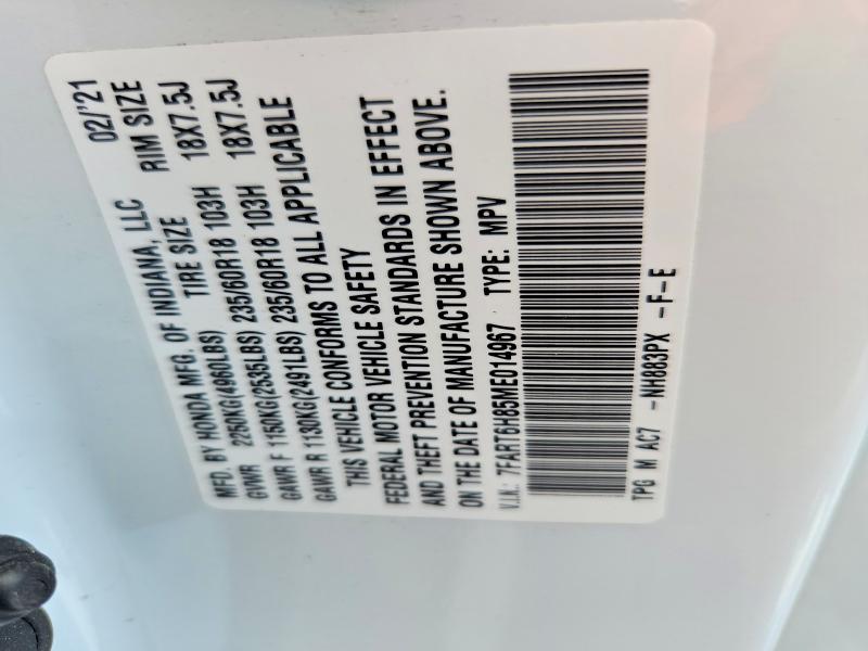 Продажа на аукционе авто 2021 Honda Cr-v, vin: 7FART6H85ME014967, номер лота: 68680166