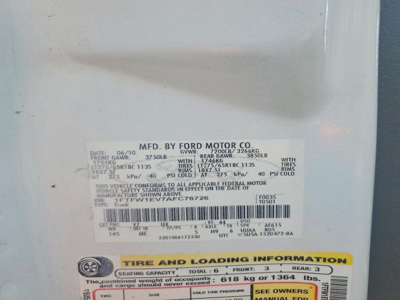 Продажа на аукционе авто 2010 Ford F150, vin: 1FTFW1EV7AFC76726, номер лота: 68298306