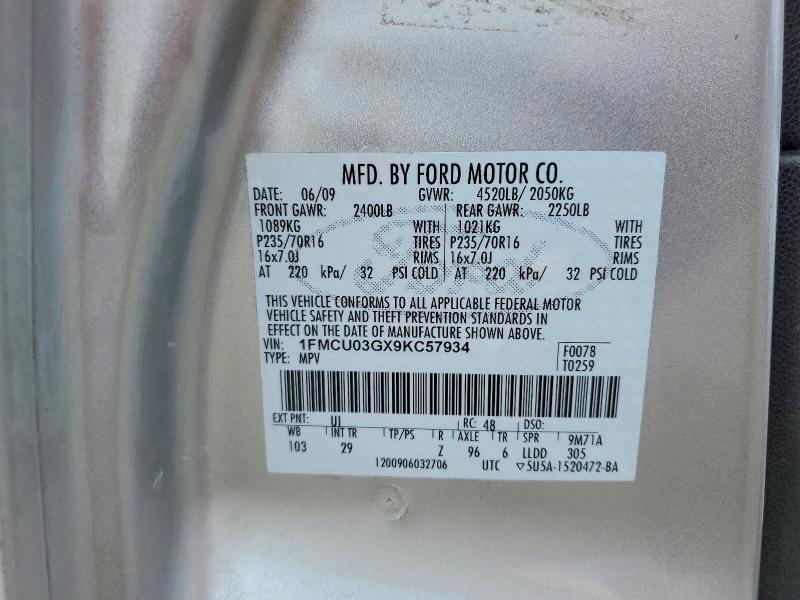 2009 Ford Escape მანქანა იყიდება აუქციონზე, vin: 1FMCU03GX9KC57934, აუქციონის ნომერი: 67085416
