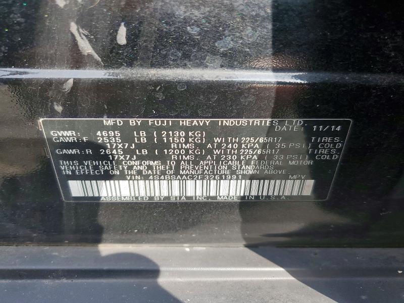 Продажа на аукционе авто 2015 Subaru Outback, vin: 4S4BSAAC2F3261991, номер лота: 68822706