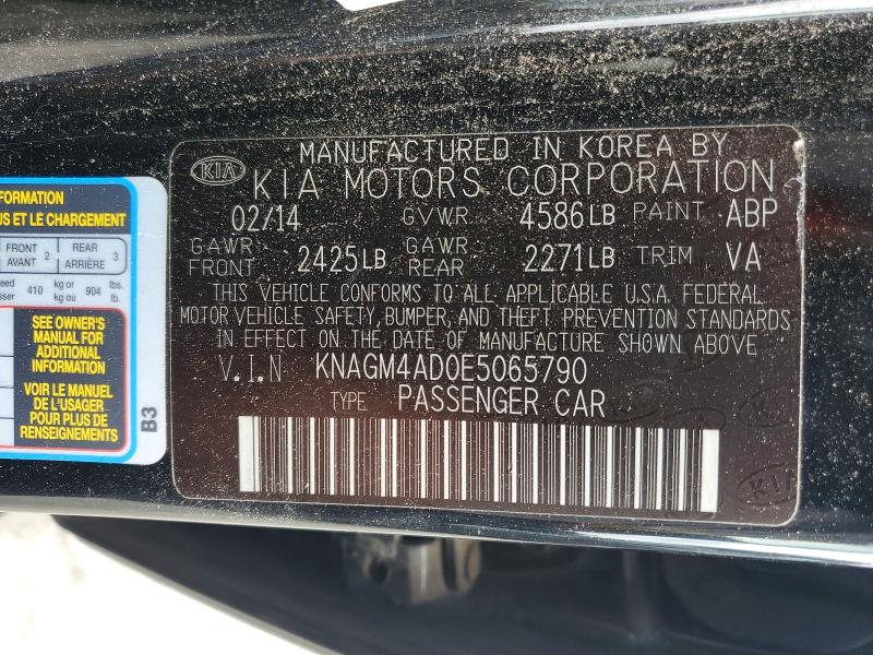 69244126 :رقم المزاد ، KNAGM4AD0E5065790 vin ، 2014 Kia Optima مزاد بيع