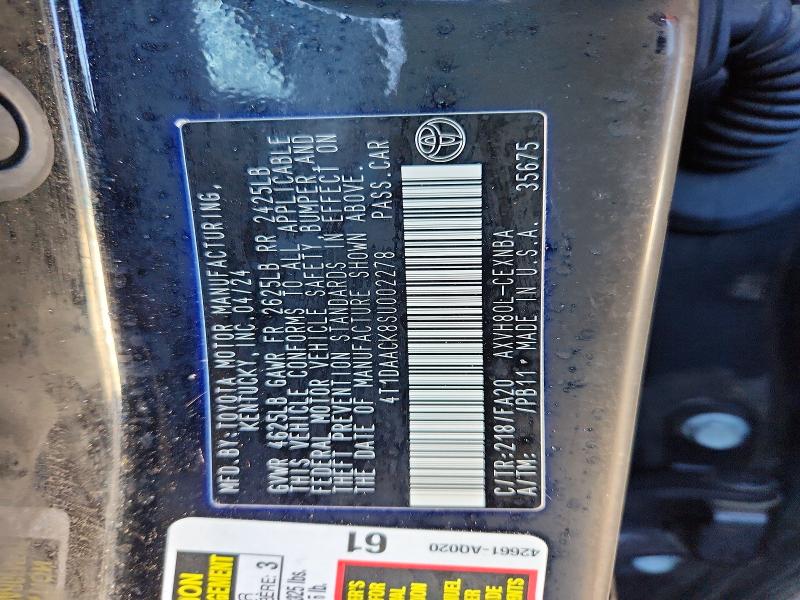 Aukcja sprzedaży 2025 Toyota Camry, vin: 4T1DAACK8SU002278, numer aukcji: 71106206