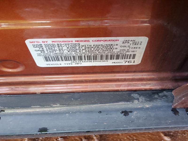 70821716 :رقم المزاد ، JA4JZ4AX9EZ002369 vin ، 2014 Mitsubishi Outlander مزاد بيع