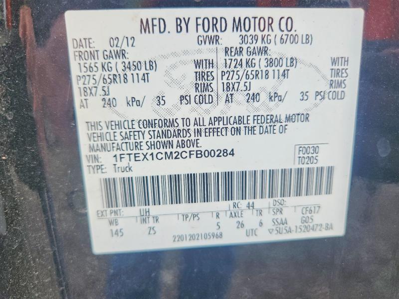 Aukcja sprzedaży 2012 Ford F150, vin: 1FTEX1CM2CFB00284, numer aukcji: 64128026