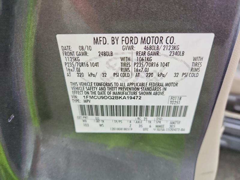Продаж на аукціоні авто 2011 Ford Escape, vin: 1FMCU9DG2BKA19472, номер лоту: 69956976