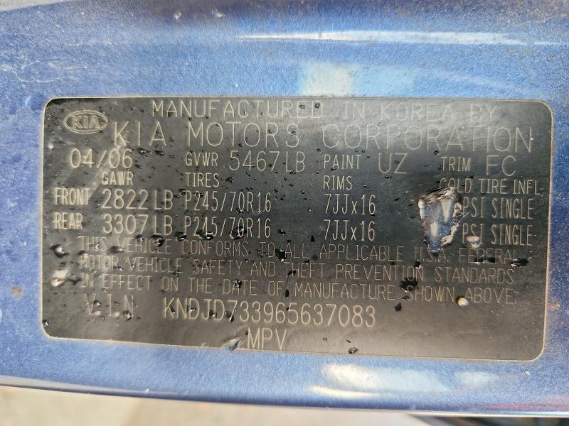 70043166 :رقم المزاد ، KNDJD733965637083 vin ، 2006 Kia Sorento مزاد بيع