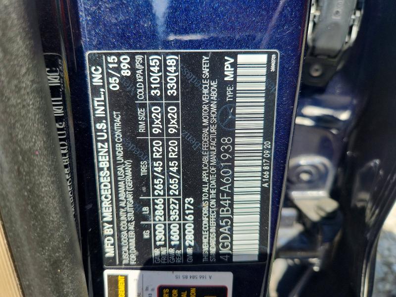 Aukcja sprzedaży 2015 Mercedes-benz Ml, vin: 4JGDA5JB4FA601938, numer aukcji: 68491116