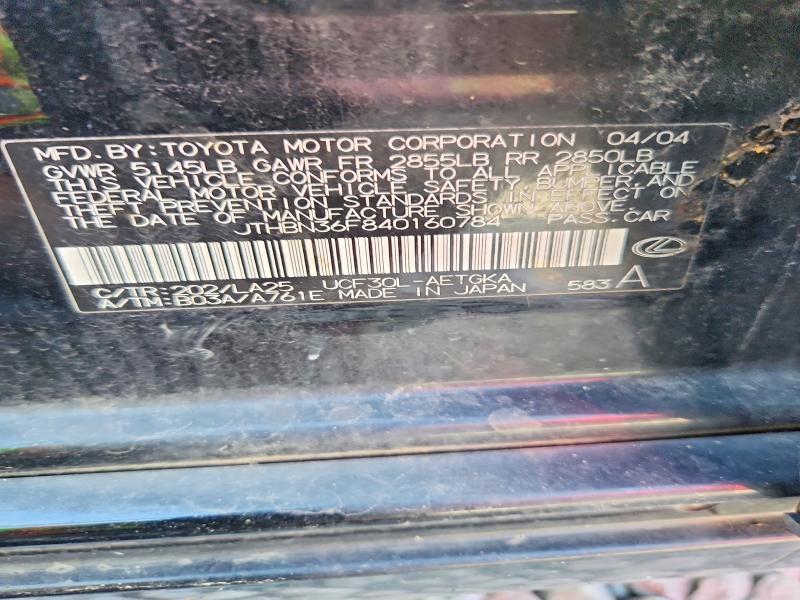 Auction sale of the 2004 Lexus Ls, vin: JTHBN36F840160784        , lot number: 68992476