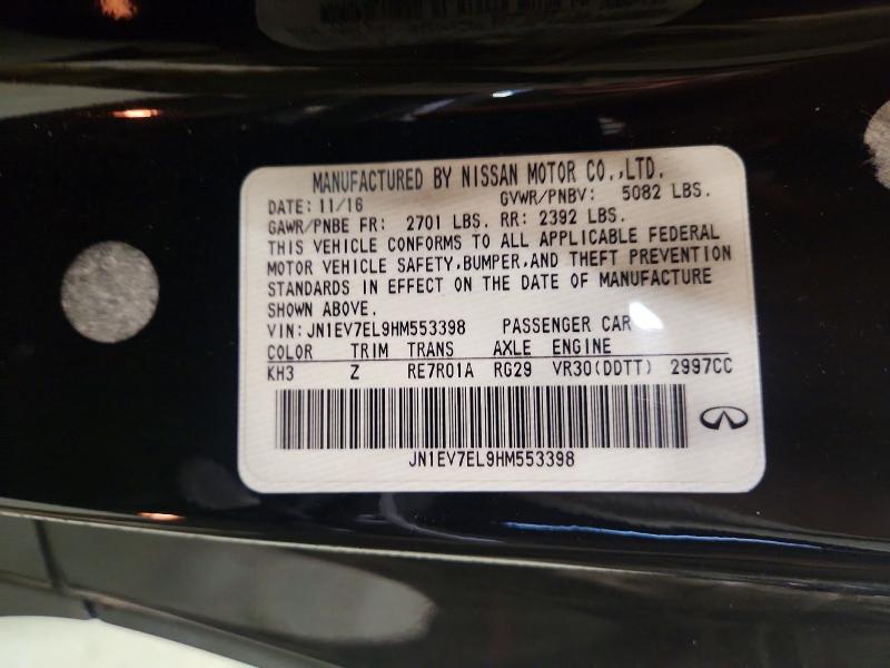 Aukcja sprzedaży 2017 Infiniti Q60, vin: JN1EV7EL9HM553398, numer aukcji: 67335966
