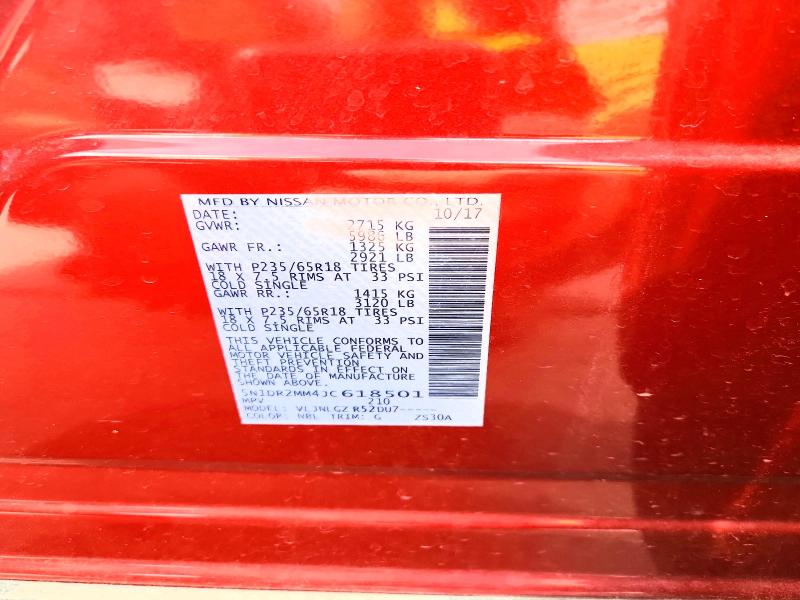 2018 Nissan Pathfinder მანქანა იყიდება აუქციონზე, vin: 5N1DR2MM4JC618501, აუქციონის ნომერი: 68830256
