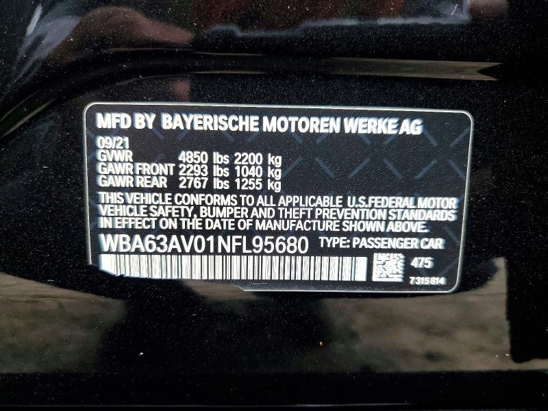 Aukcja sprzedaży 2022 Bmw 430i, vin: WBA63AV01NFL95680, numer aukcji: 67911396