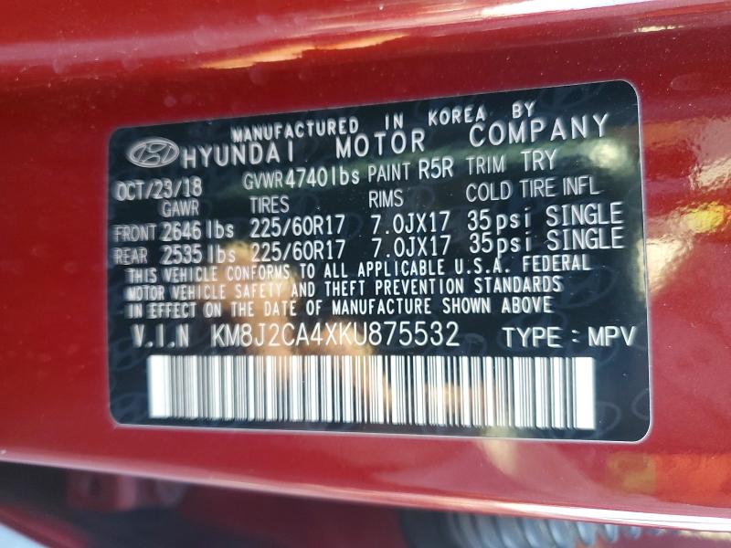 Aukcja sprzedaży 2019 Hyundai Tucson, vin: KM8J2CA4XKU875532, numer aukcji: 70061066