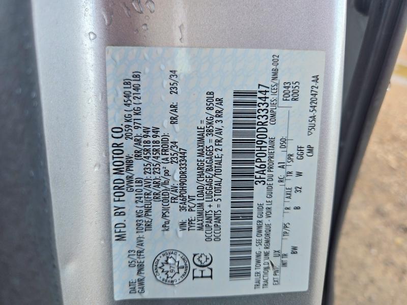 67540766 :رقم المزاد ، 3FA6P0H90DR333447 vin ، 2013 Ford Fusion مزاد بيع