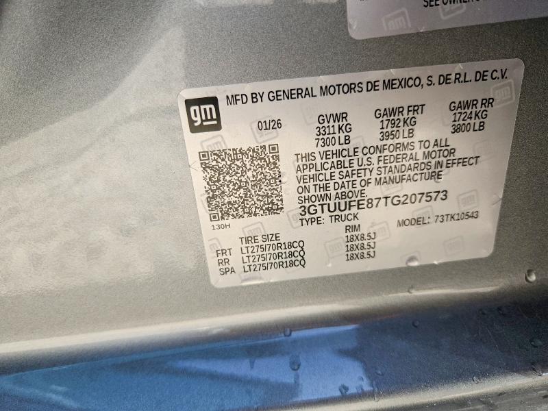 2026 Gmc Sierra მანქანა იყიდება აუქციონზე, vin: 3GTUUFE87TG207573, აუქციონის ნომერი: 68819016