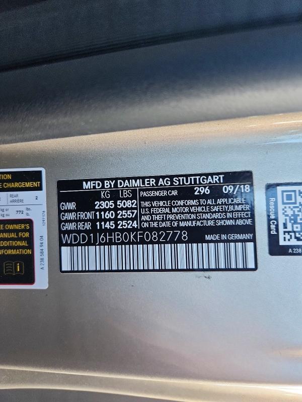 Продаж на аукціоні авто 2019 Mercedes-benz E, vin: WDD1J6HB0KF082778, номер лоту: 70522316