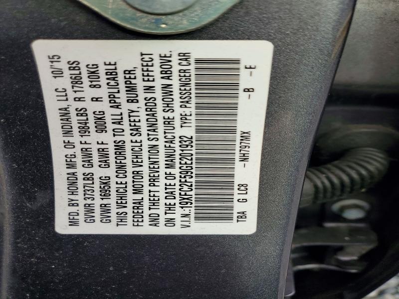 Продажа на аукционе авто 2016 Honda Civic, vin: 19XFC2F59GE201932, номер лота: 67618786