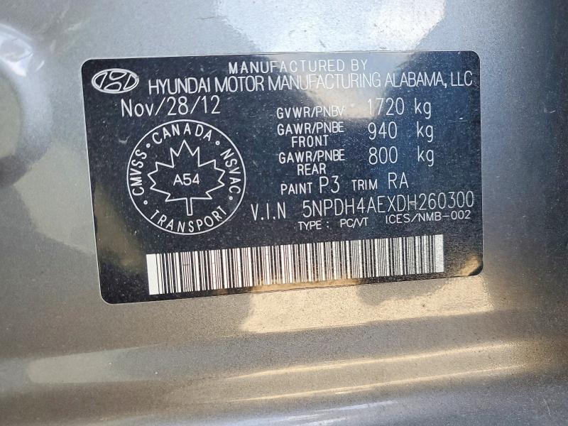 Продаж на аукціоні авто 2013 Hyundai Elantra, vin: 5NPDH4AEXDH260300, номер лоту: 68341796