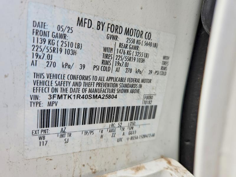 Продаж на аукціоні авто 2025 Ford Mustang Mach-e, vin: 3FMTK1R40SMA25804, номер лоту: 70185266