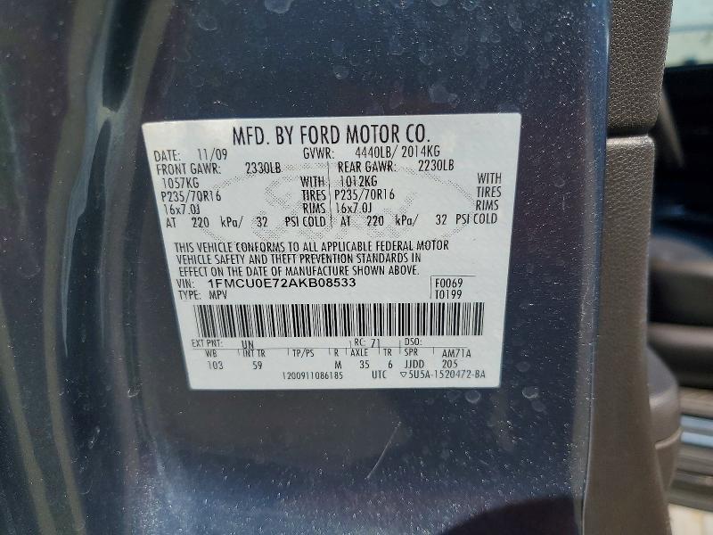 Продажа на аукционе авто 2010 Ford Escape, vin: 1FMCU0E72AKB08533, номер лота: 70361766