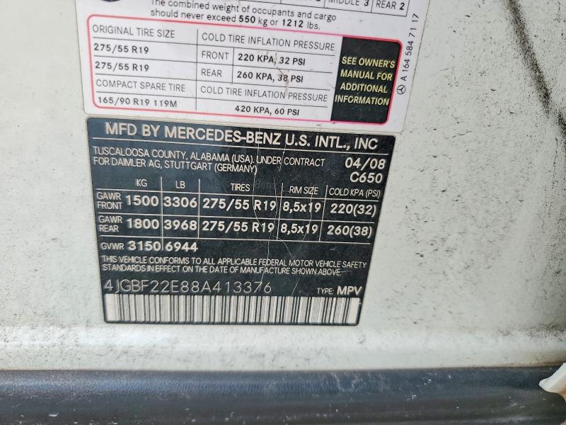 Aukcja sprzedaży 2008 Mercedes-benz Gl, vin: 4JGBF22E88A413376, numer aukcji: 69696306