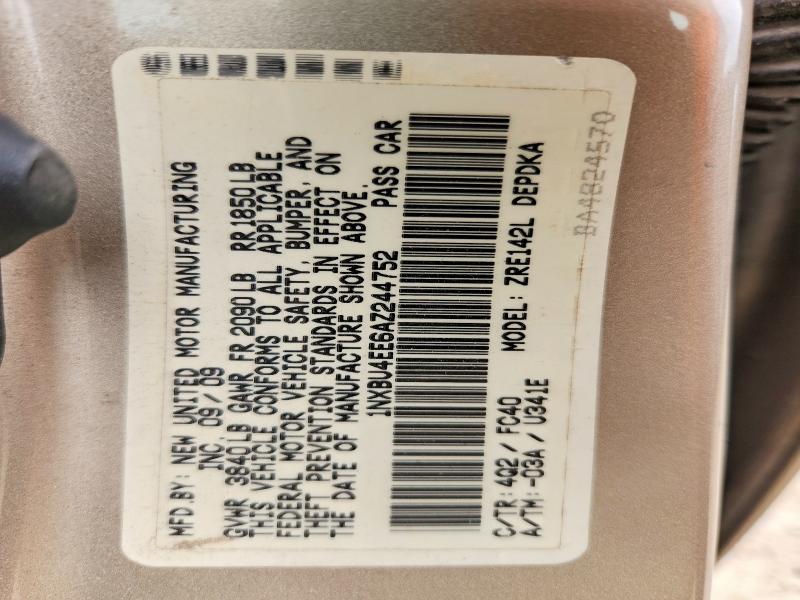 70325466 :رقم المزاد ، 1NXBU4EE6AZ244752 vin ، 2010 Toyota Corolla مزاد بيع