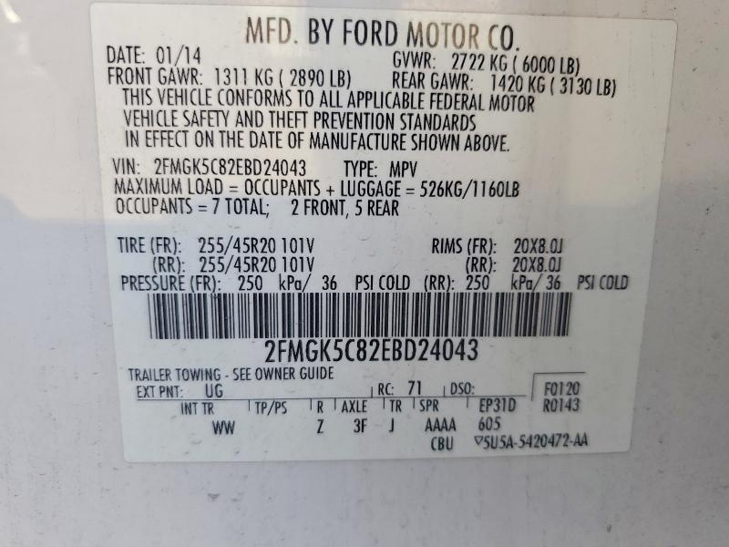 Aukcja sprzedaży 2014 Ford Flex, vin: 2FMGK5C82EBD24043, numer aukcji: 69608816