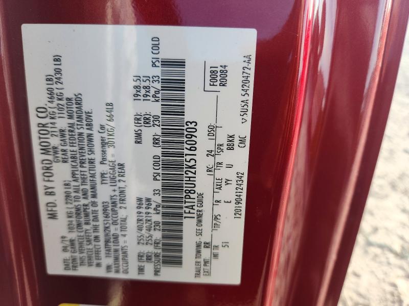 Продажа на аукционе авто 2019 Ford Mustang, vin: 1FATP8UH2K5160903, номер лота: 70419276
