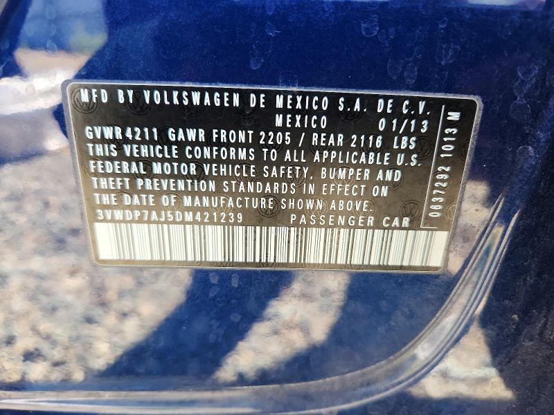 Продажа на аукционе авто 2013 Volkswagen Jetta, vin: 3VWDP7AJ5DM421239, номер лота: 69219816