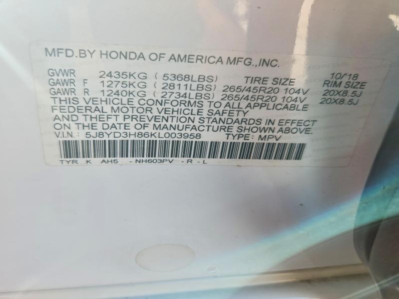 Продаж на аукціоні авто 2019 Acura Mdx, vin: 5J8YD3H86KL003958, номер лоту: 68976686