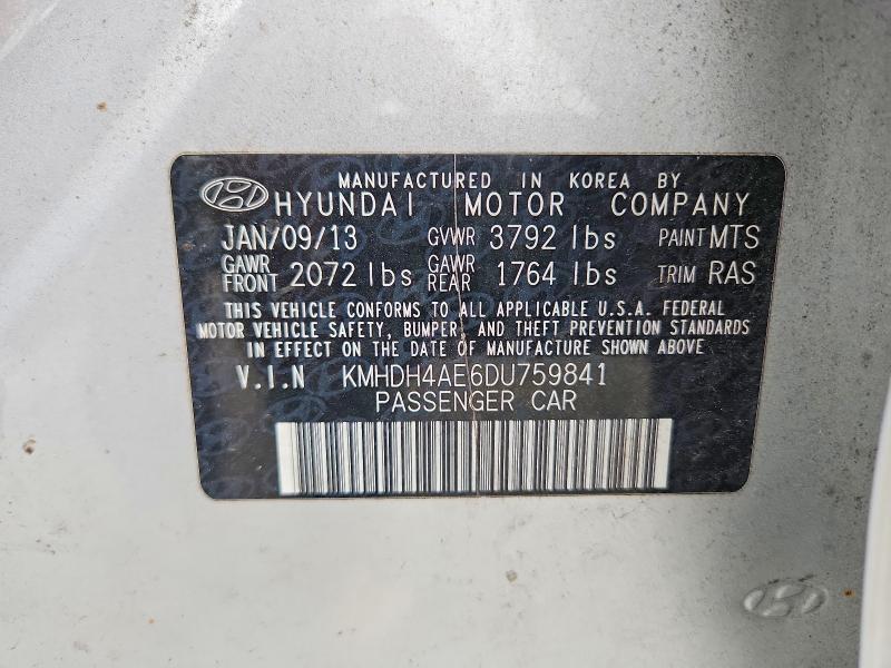 Aukcja sprzedaży 2013 Hyundai Elantra, vin: KMHDH4AE6DU759841, numer aukcji: 69793166