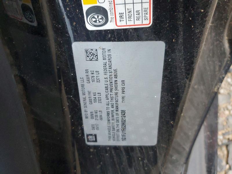 2017 Chevrolet Camaro მანქანა იყიდება აუქციონზე, vin: 1G1FJ1R62H0212438, აუქციონის ნომერი: 69892356