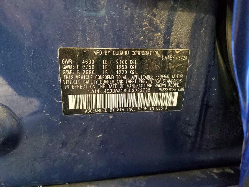 Aukcja sprzedaży 2020 Subaru Legacy, vin: 4S3BWAG65L3033795, numer aukcji: 68739576