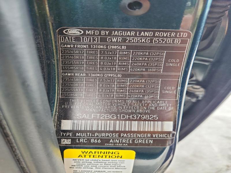 Продаж на аукціоні авто 2013 Land Rover Lr2, vin: SALFT2BG1DH379825, номер лоту: 69862046