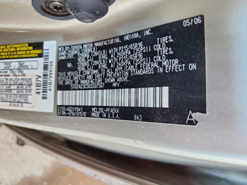 Aukcja sprzedaży 2006 Toyota Sienna, vin: 5TDZA23C56S507567, numer aukcji: 67446356