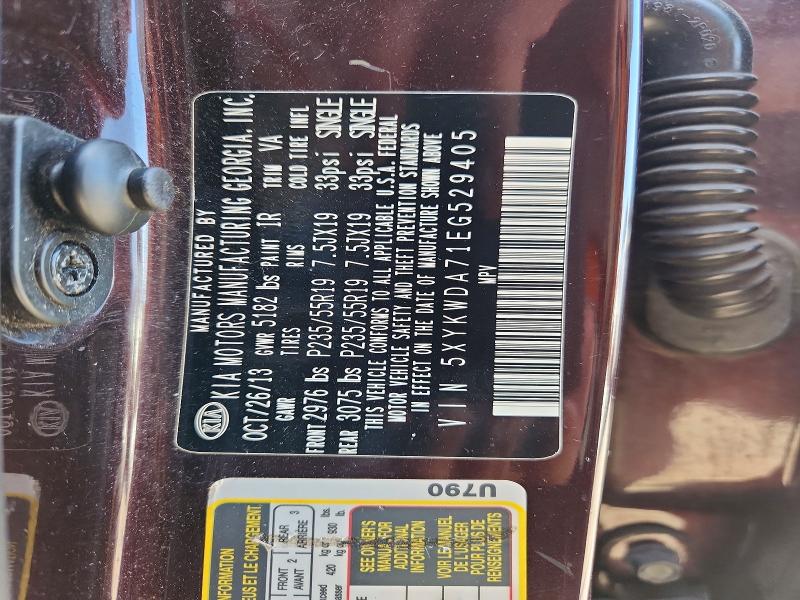 Продаж на аукціоні авто 2014 Kia Sorento, vin: 5XYKWDA71EG529405        , номер лоту: 69091796
