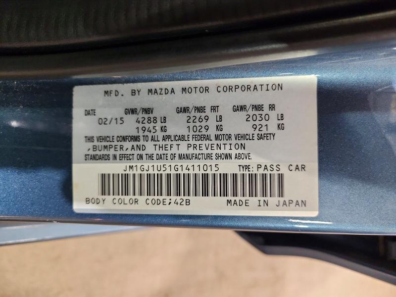 Продажа на аукционе авто 2016 Mazda 6, vin: JM1GJ1U51G1411015, номер лота: 70405856